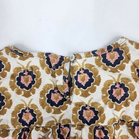 Peek Girls Boho Patterned Ruffled Front Cotton 3/4 Sleeve Blouse Size M 6-7 - Picture 5 of 10